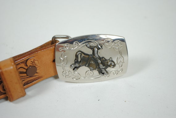 Southwestern Tan Leather Belt for Women, Silver B… - image 7