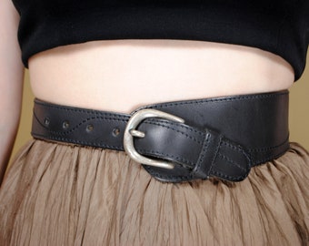 小物 90s archive Carlos Falchi leather belt Vintage 80s Carlos Falchi Leather Belt Black Embossed Womens