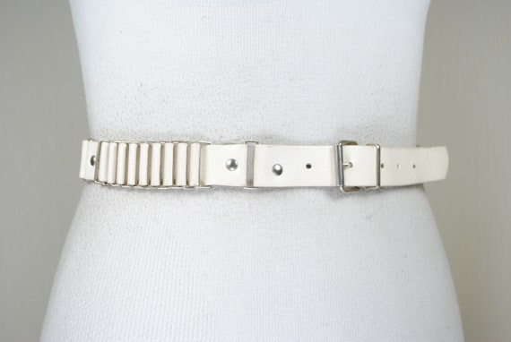 White Leather Belt for Women. Silver Buckle. Vintage Y2K  display picture 1