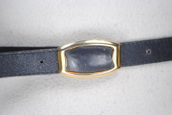 Skinny Navy Blue Leather Belt for Women. Vintage … - image 6