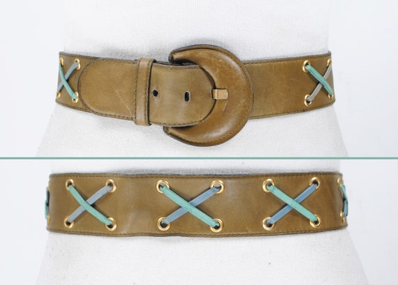 ESCADA 28''-30'' Khaki Cinch Leather Belt for Wome