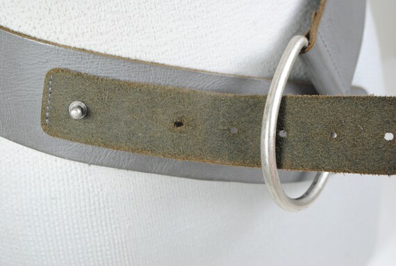 V shaped Y2K Hip belt Asymmetrical Wide Gray Belt… - image 9