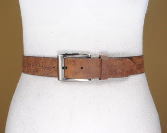 Bruin lederen riem. Vintage unisex riem voor jeans