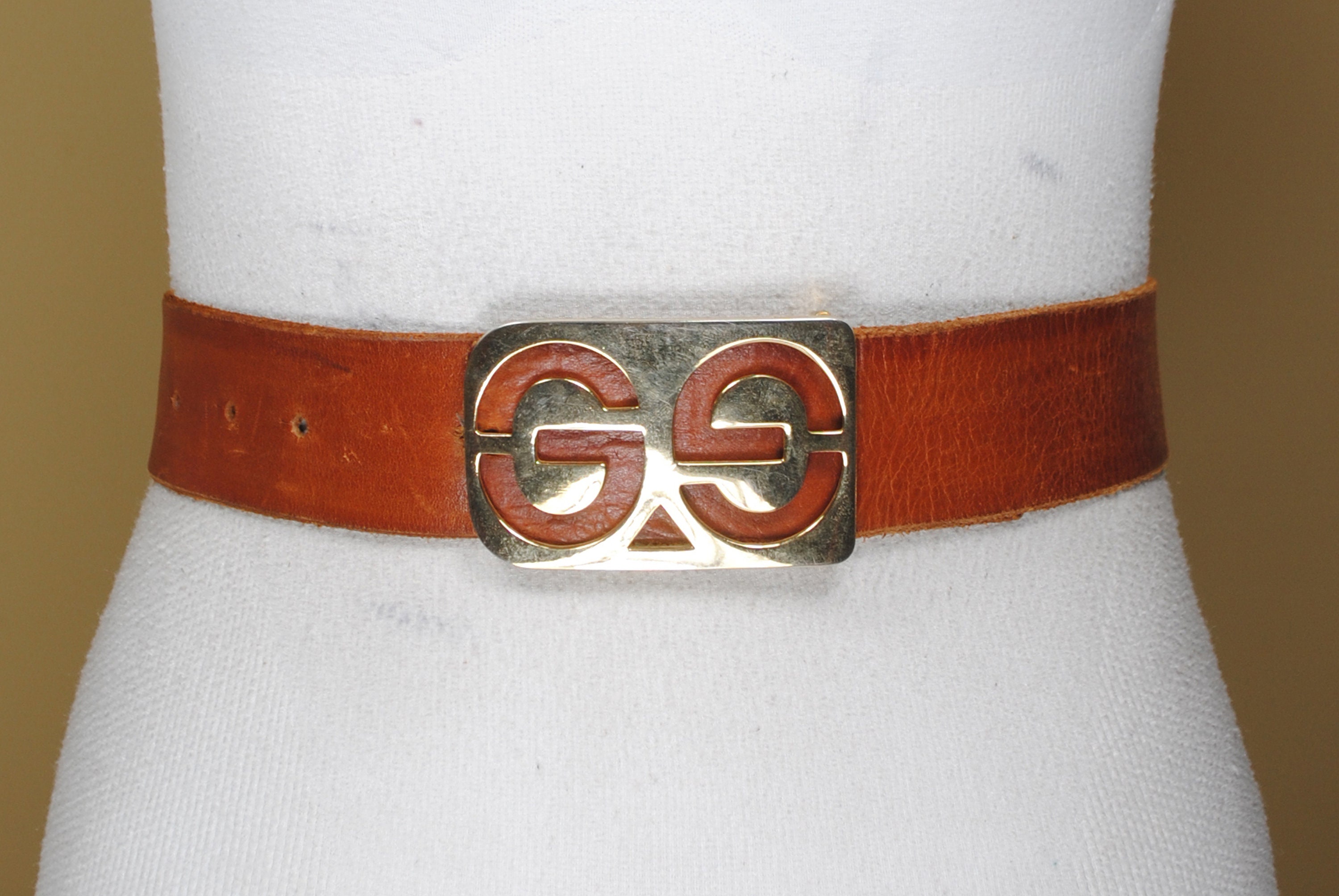 Tan Brown Leather Belt for Women GG 