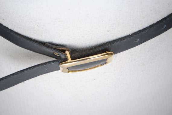 Skinny Navy Blue Leather Belt for Women. Vintage … - image 8