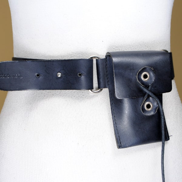 Black Pocket Belt for Women, Travel Pouch, festival pocket belt bag, Utility belt with pocket, Vintage Hip bag