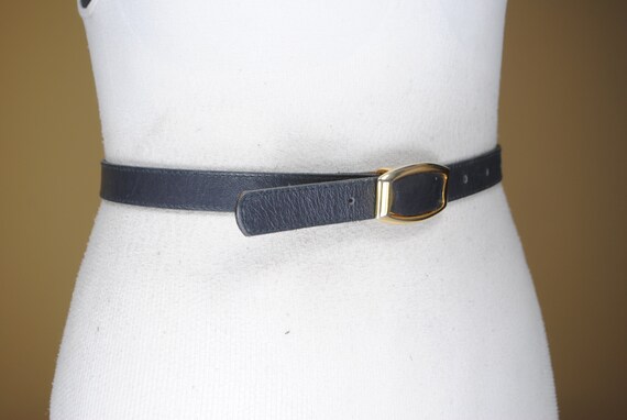 Skinny Navy Blue Leather Belt for Women. Vintage … - image 2