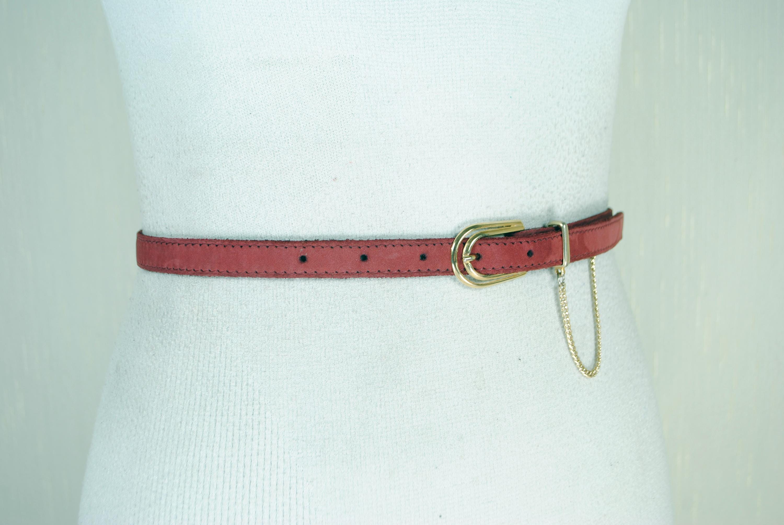 Skinny Maroon Suede Belt, Slim Burgundy Nubuck Leather Belt  display picture 1