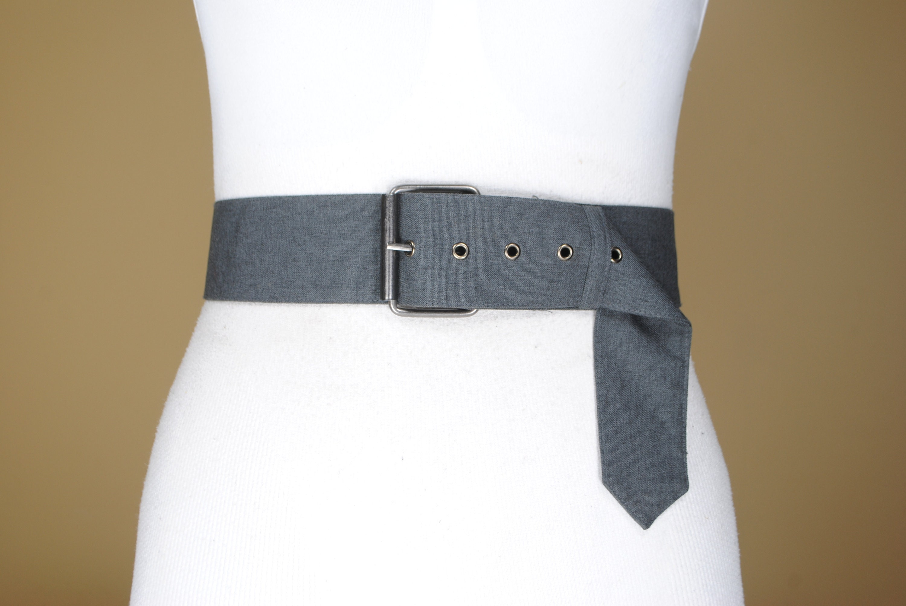 90s 30-34'' Gray Fabric Cinch Belt for women | Etsy