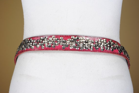 Raspberry Studded Belt, Thick Leather Belt, Y2K 9… - image 6