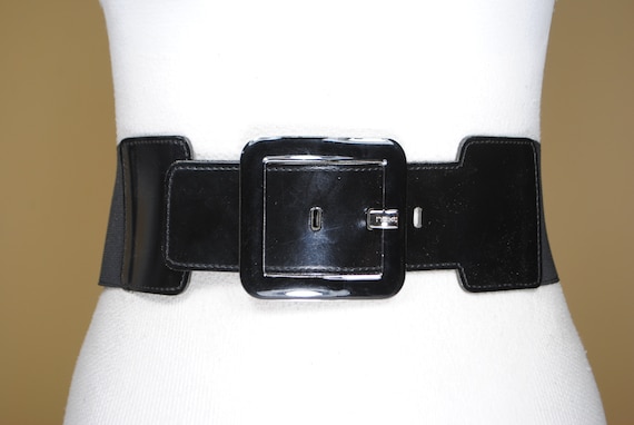 Wide Black Stretch Belt for Women, Elastic Corset… - image 5