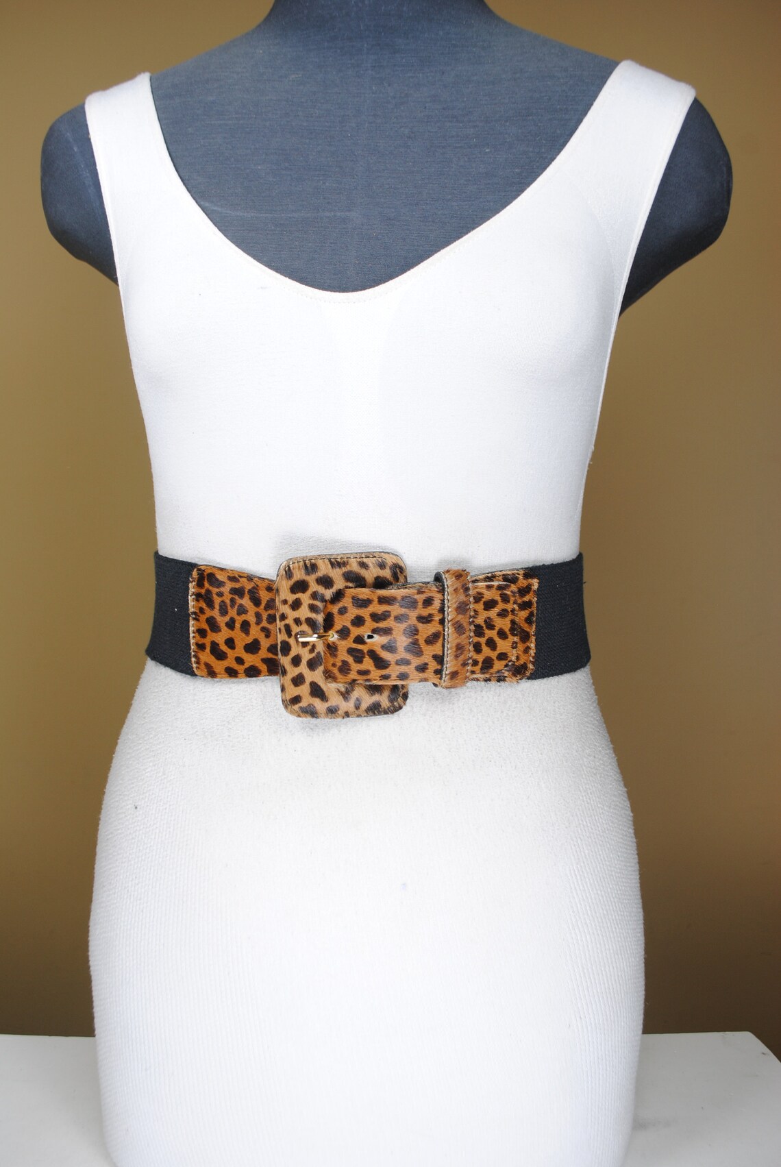 Wide Leopard Stretch Belt for Women. Brown Elastic Corset. | Etsy