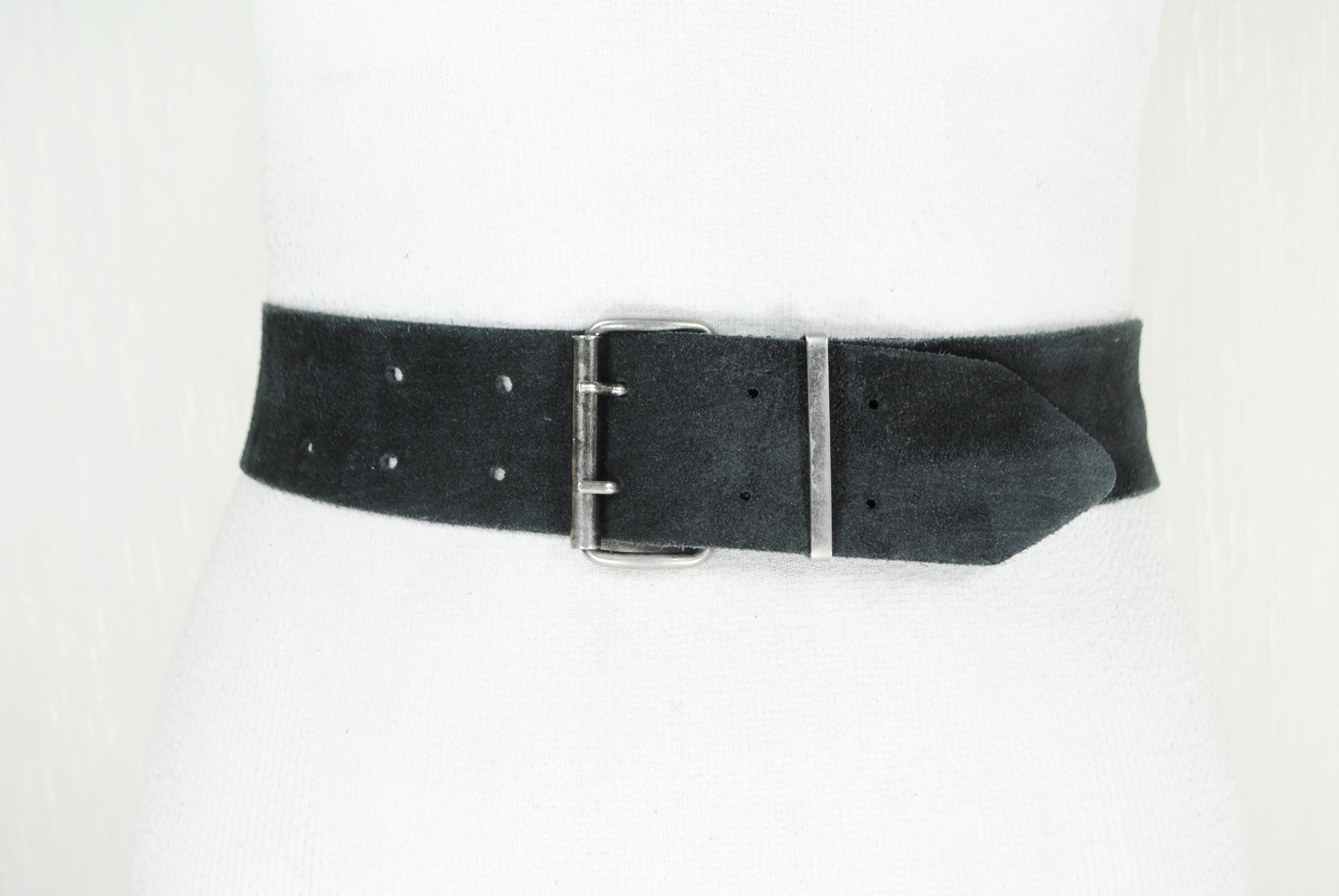 【ビンテージ】Chamntal Thomass Paris 38 Double Prong Wide Black Belt, Y2K 90s Vintage Hip Belt, Real
