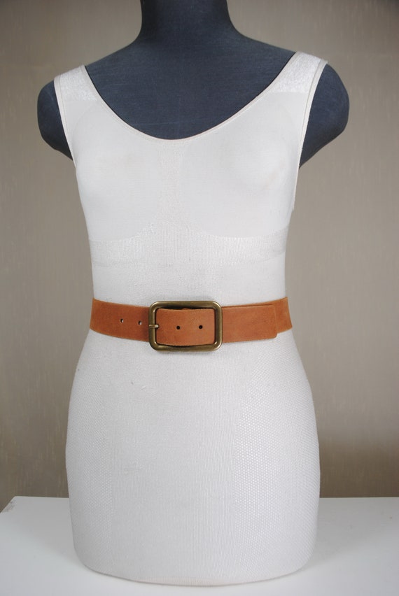 Foxy Brown Leather Belt, Unisex , Women, Solid Br… - image 2