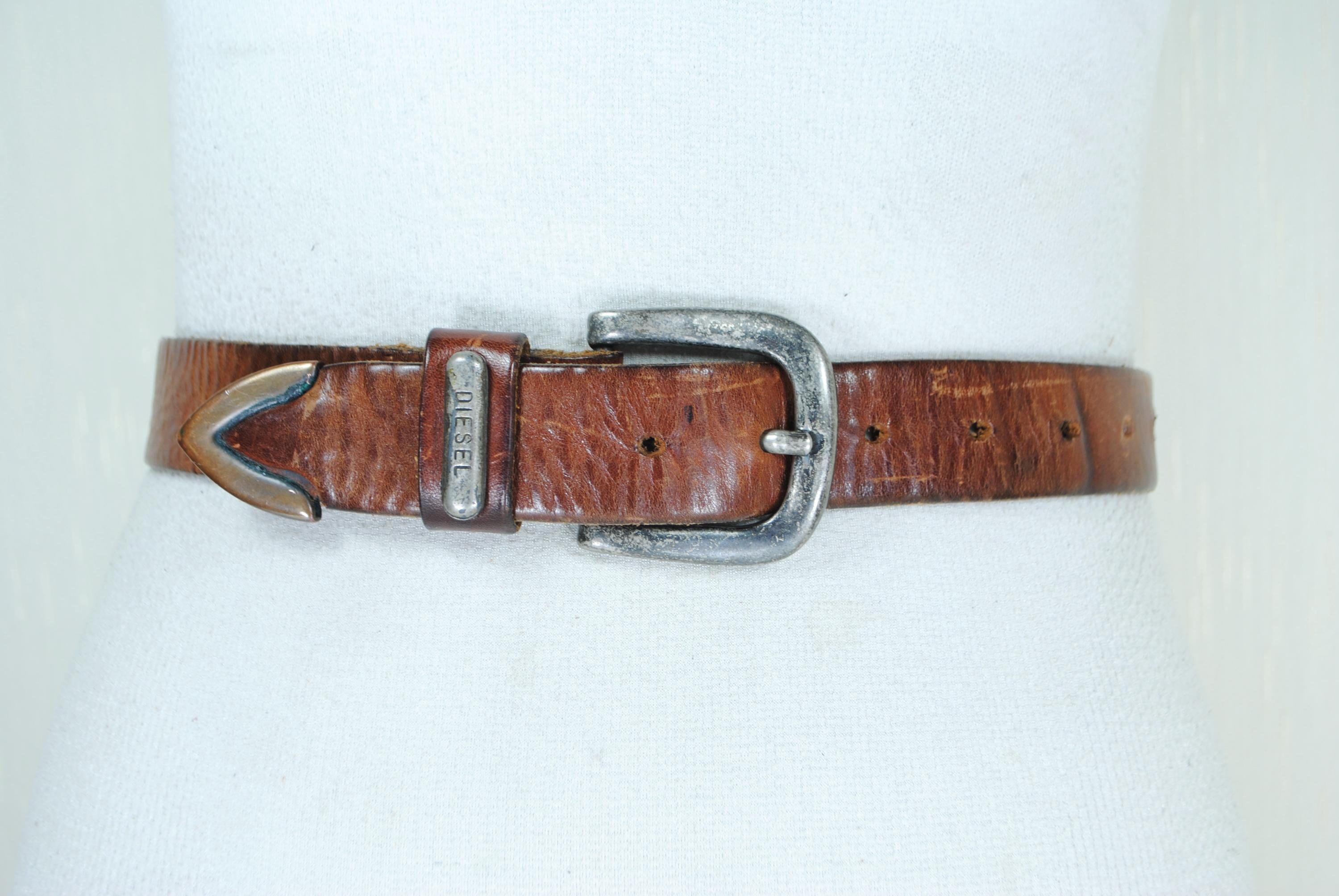 DIESEL Brown Leather Belt, Cognac Unisex Belt, Diesel Belt  display picture 1