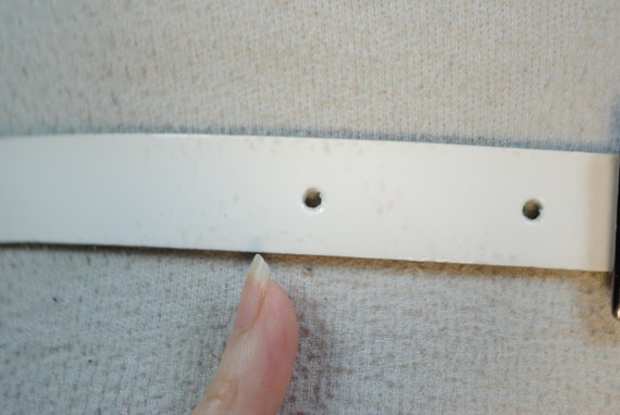 Skinny White Patent Belt, Genuine leather Y2K Bel… - image 8