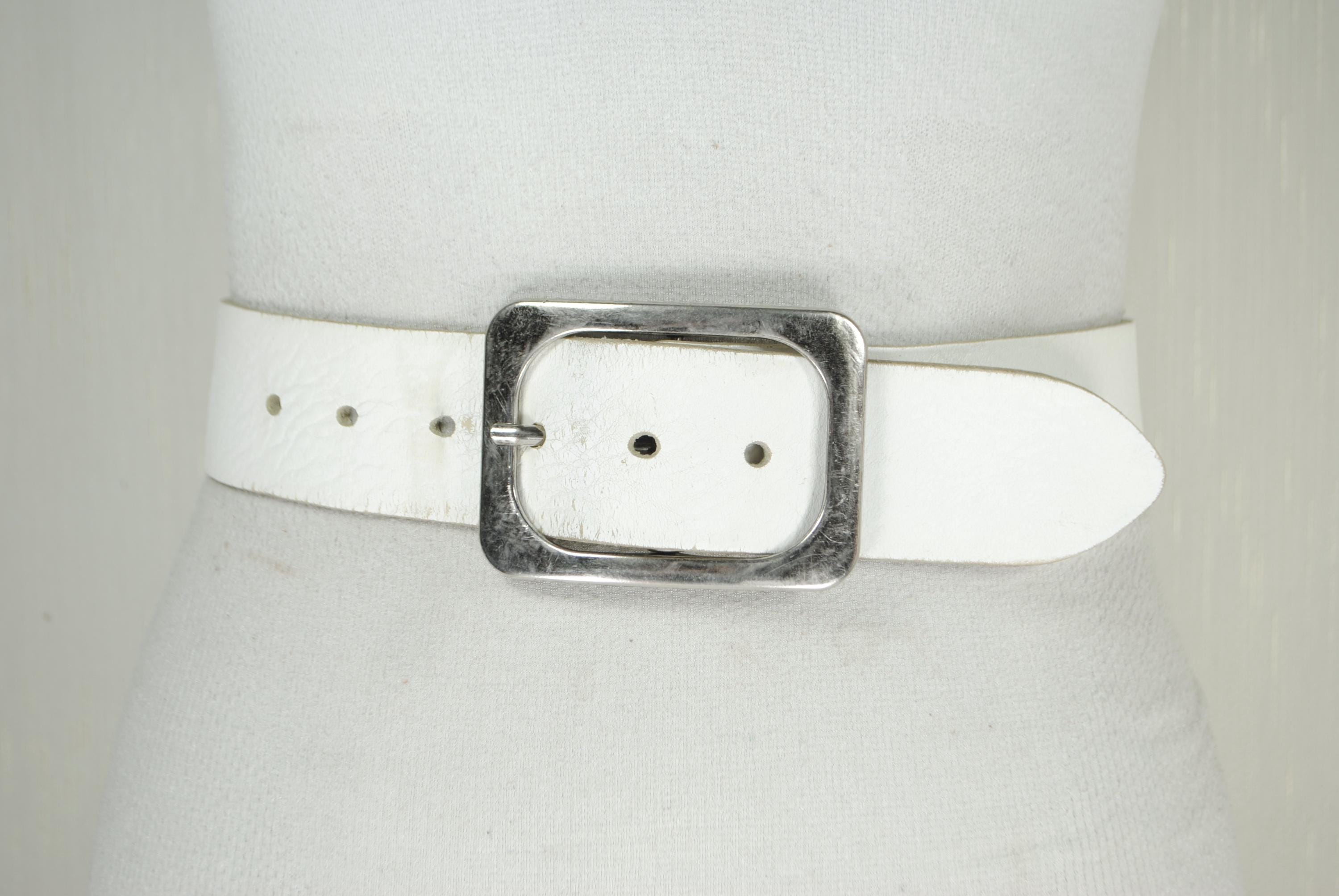 cacharel】 WHITE LEATHER wide BELT cacharel】 WHITE LEATHER wide