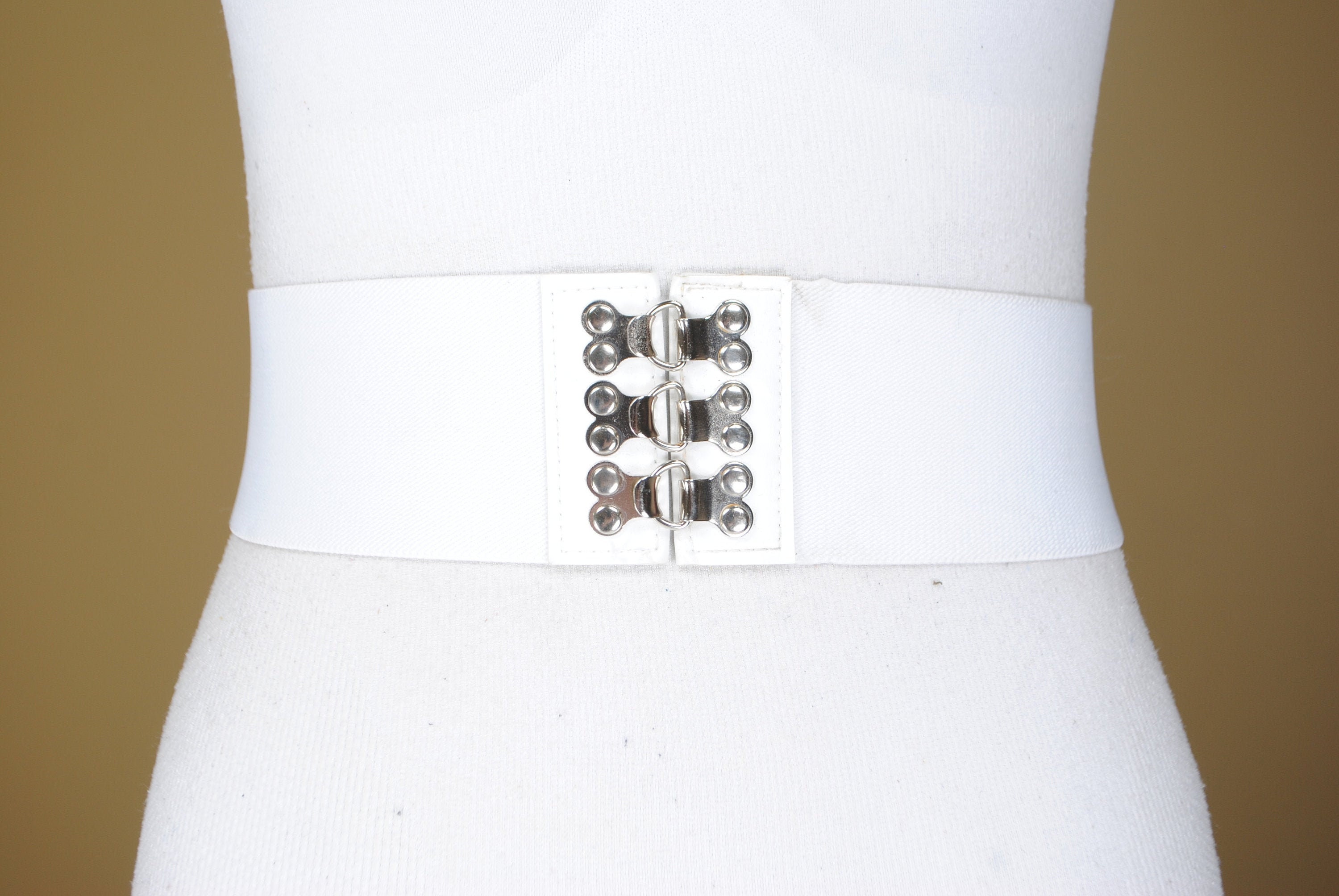 80s 2933 White Elastic Belt for women with Triple Etsy