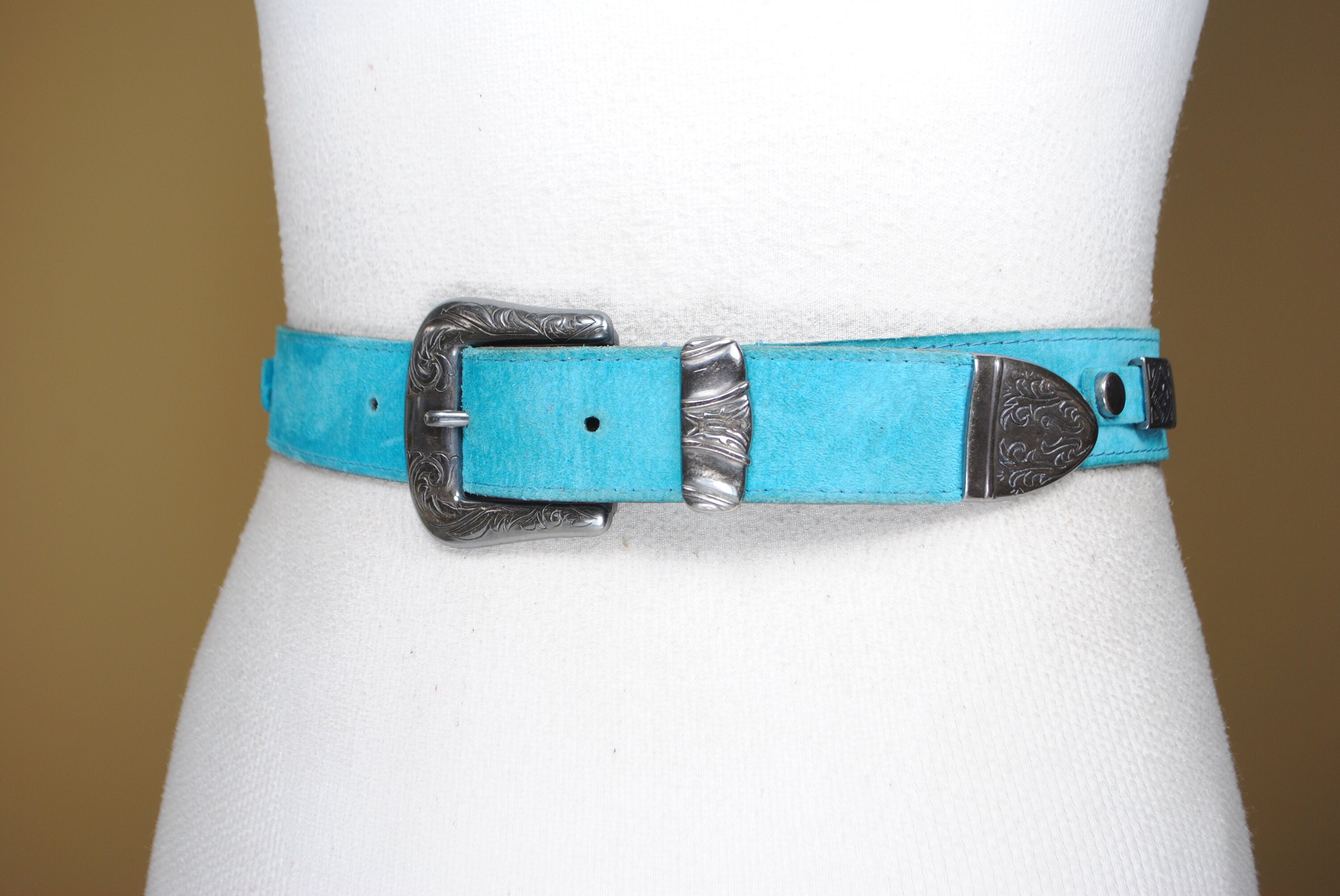 Turquoise Suede Western Belt for Women Dark Metal Engraved Etsy UK