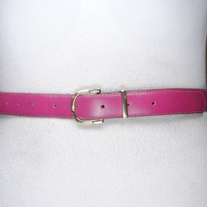 Fuchsia Pink Leather Belt for Women, Vintage Elegant belt, Gold Buckle, Deep Pink, Hot Pink, Cerise Pink, Barbie, Size 29 30 31 32 33 34 35
