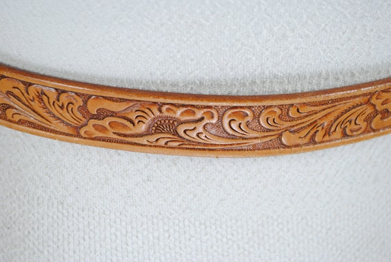 Southwestern Tan Leather Belt for Women, Silver B… - image 1