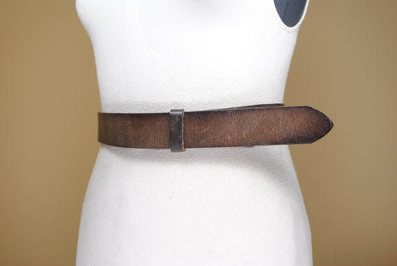 Unique Brown Leather Belt, Vintage Unisex Belt fo… - image 6