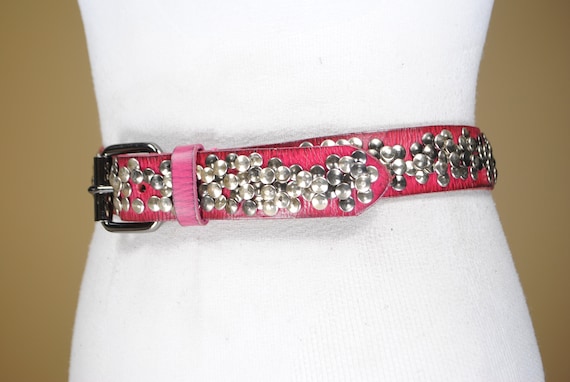Raspberry Studded Belt, Thick Leather Belt, Y2K 9… - image 5
