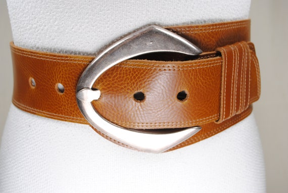 Extrawide Tan Brown Belt, ІStatement hip belt, Wi… - image 8