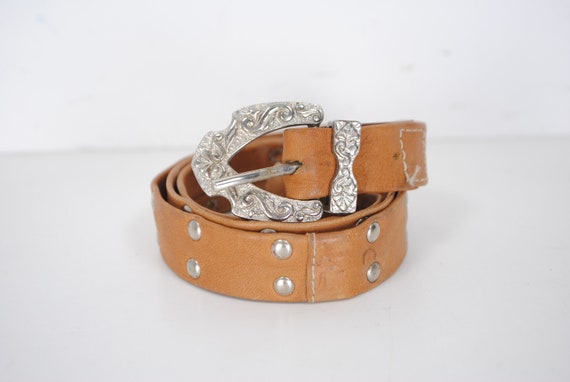 70s 27" XS skinny brown cowgirl belt for women