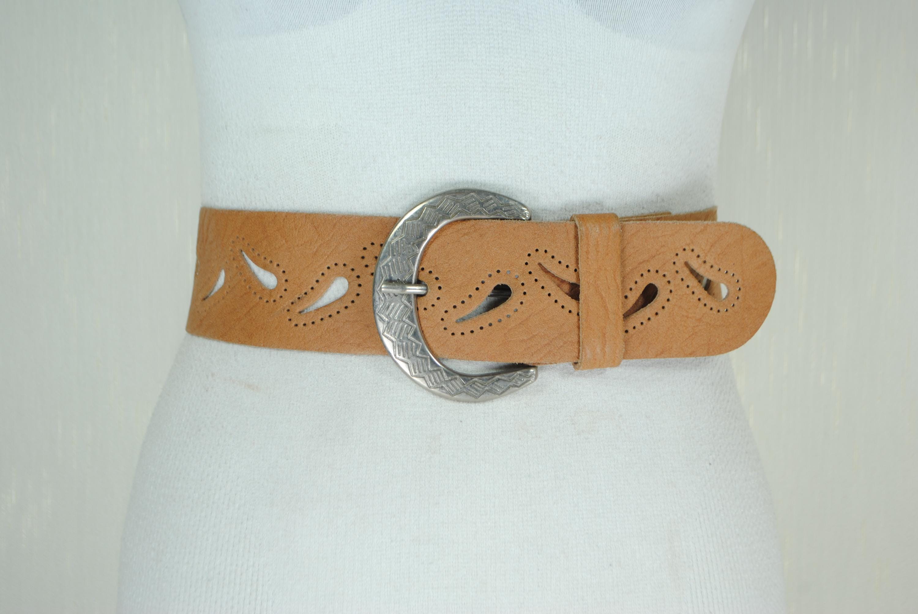 Forest And Culver Brown Leather Laser Cut Wide Boho Belt Size Large BOHO BELT ꧁kayame꧂ Women Brown Leather Belt • Vegan Belt  main image 3
