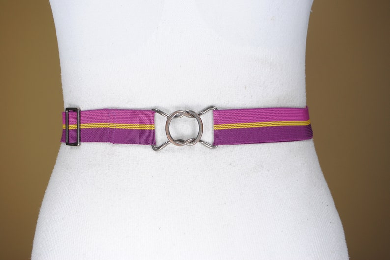 Vintage Adjustable Pink Maroon Yellow Striped Stretch Belt for women Purple Elastic band belt 30-50/'/' 90s