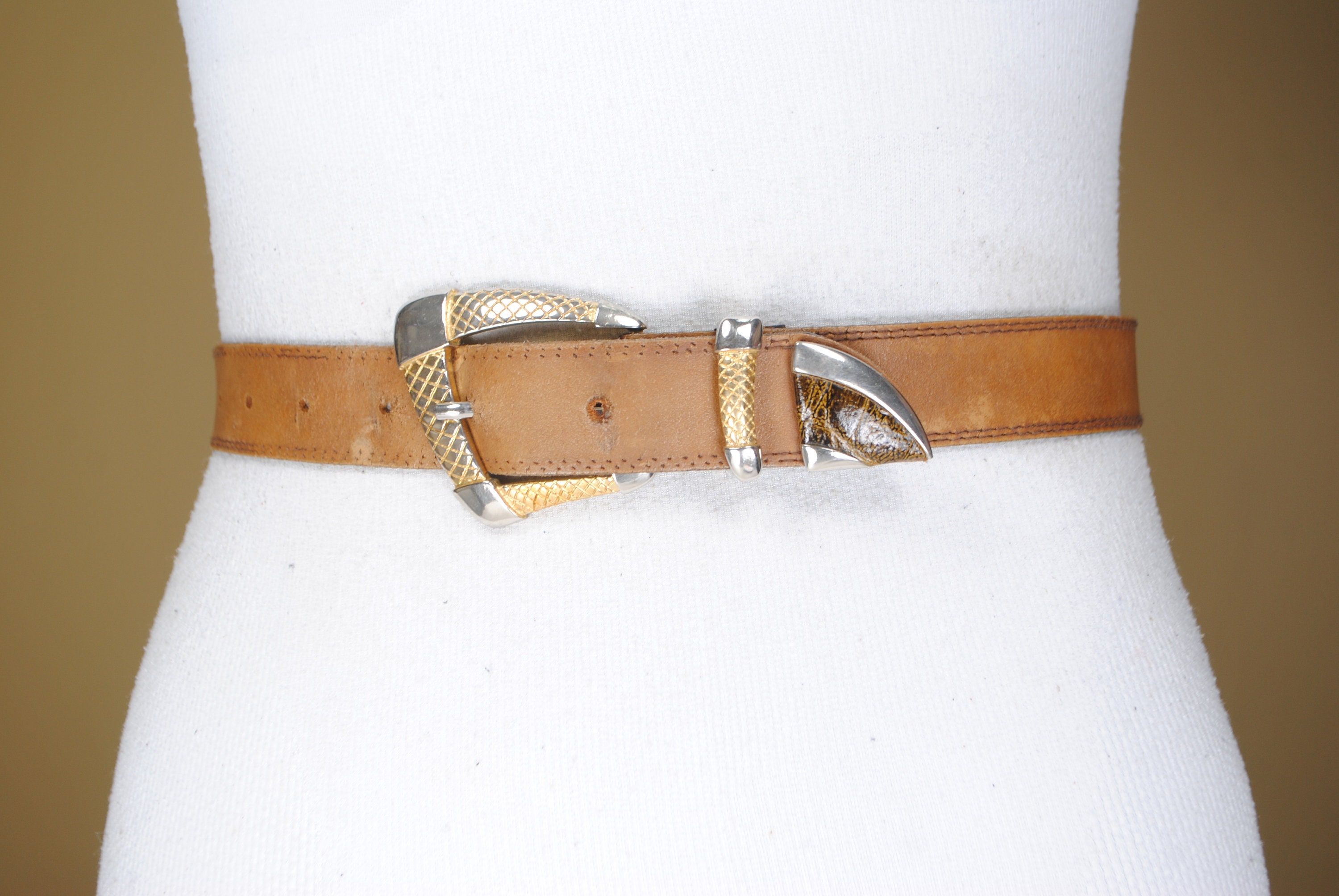 70s 3338'' Tan Brown Cowgirl Leather Belt for Etsy