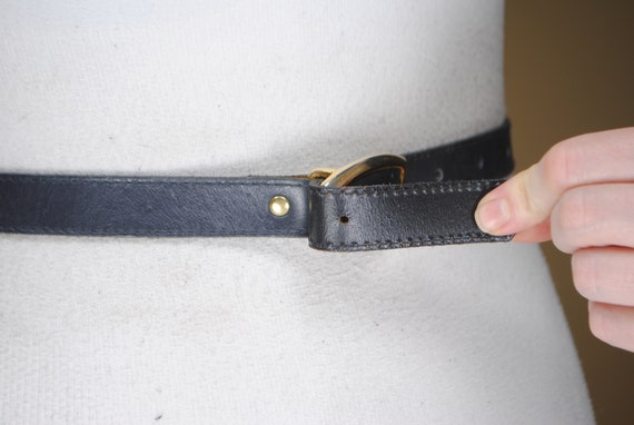 Skinny Navy Blue Leather Belt for Women. Vintage … - image 10