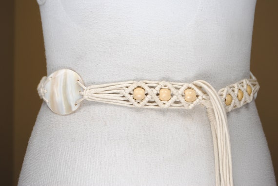 Beige Macrame Belt for Women. Tie up Fringe belt,… - image 4