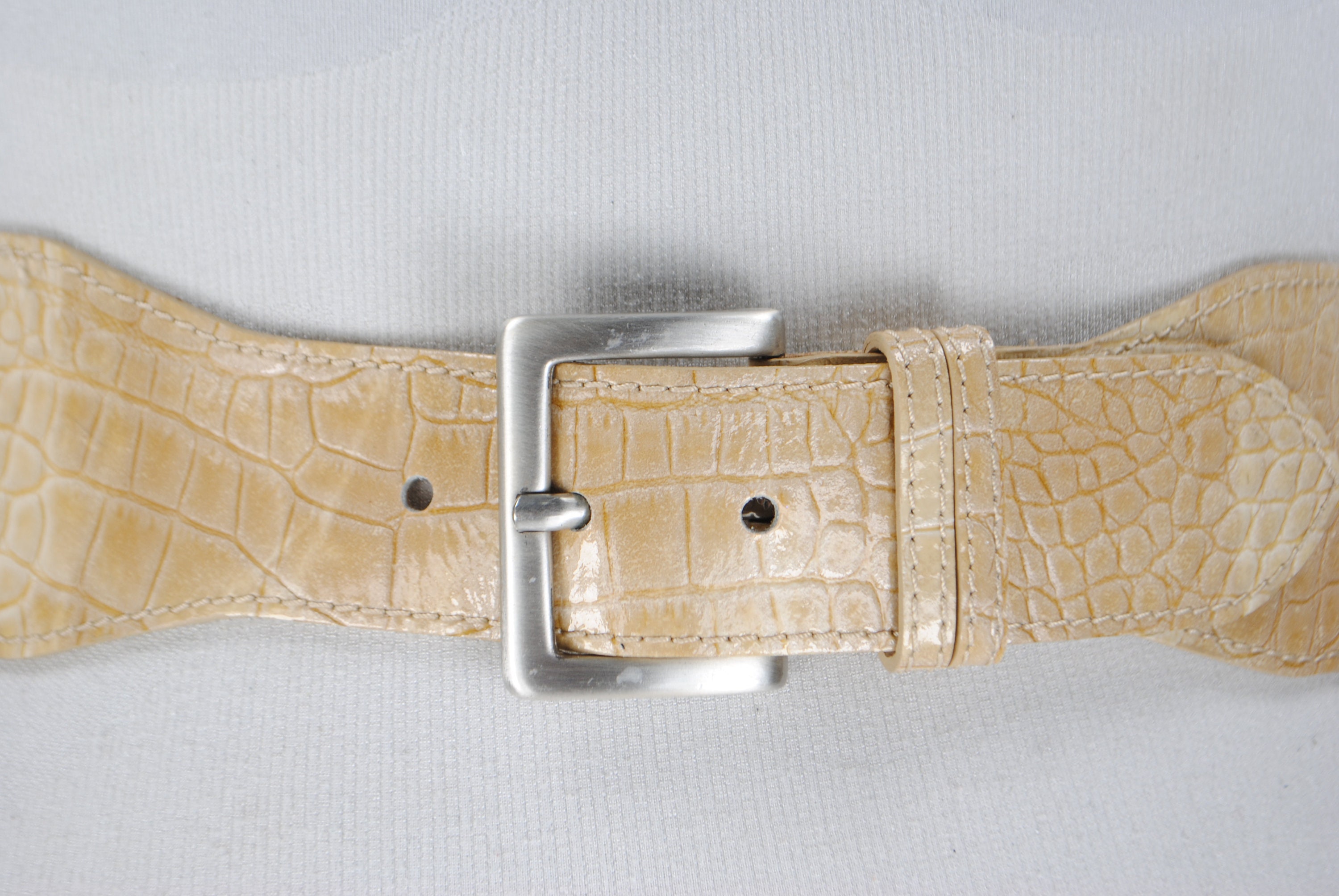 Wide Beige Elastic Belt, Y2K Vintage Hip Waist Belt Vegan 