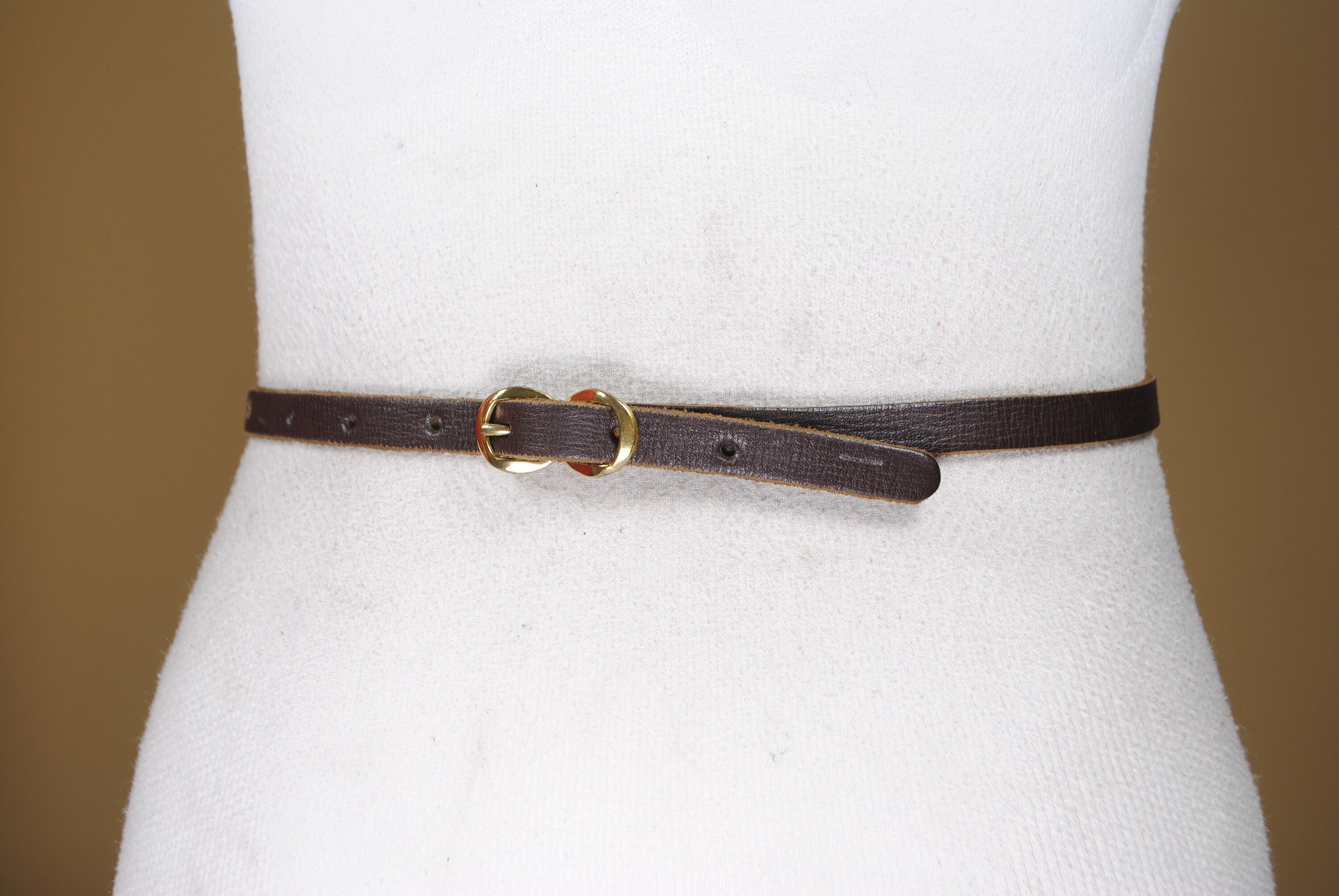 Skinny Chocolate Brown Belt, Boho, Luxury, Women, Vintage 