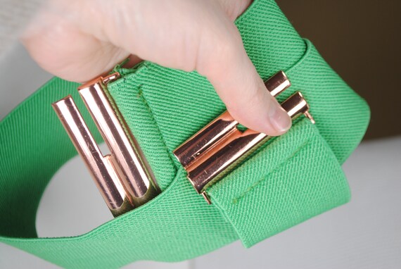 Vintage Women’s Green Elastic Belt. ZYALTFDC Women Green Belts for Dresses Elastic Vintage Wide  main image 2