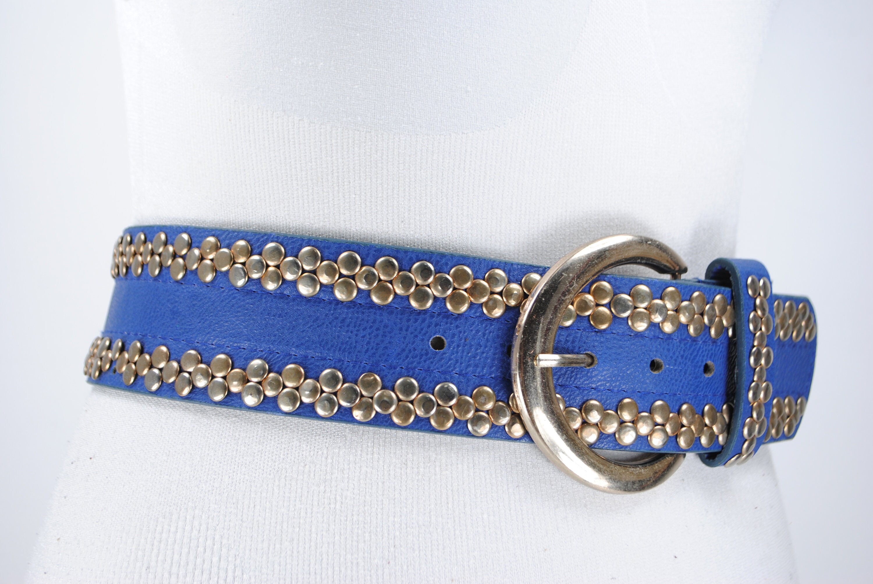 90s 33''37'' Wide Sky Blue belt for women Etsy