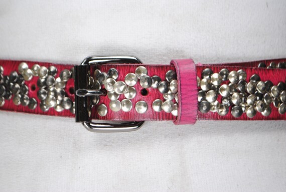 Raspberry Studded Belt, Thick Leather Belt, Y2K 9… - image 8