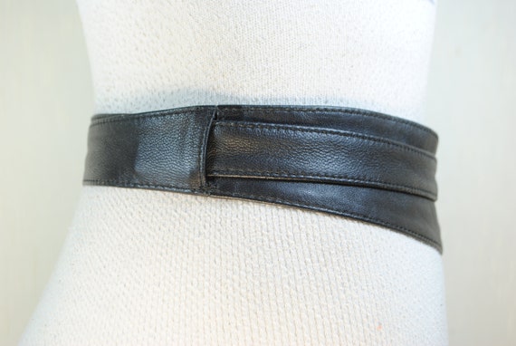Wide Black Obi Belt, Corset for women, Tie up Gen… - image 7