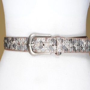 Studded Metallic Bronze Belt, Y2K Hip Belt, 90s Vintage, Massive Silver Buckle,  Women, Unisex, Glamrock, Rocker,  Size 35 36 37 38 39