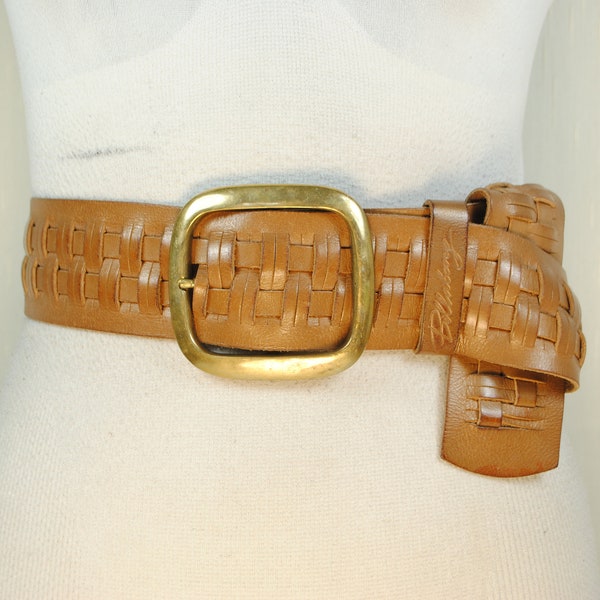 Wide Brown Braided Belt Old Money Quiet Luxury Woven Leather Belt Women Solid Brass Buckle Size 27 28 29 30 31 32 33 34 35 36 37 38 39 40