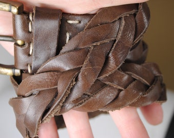 Brown Braided Leather Belt Heavy Duty Southwestern Thick  display picture 3