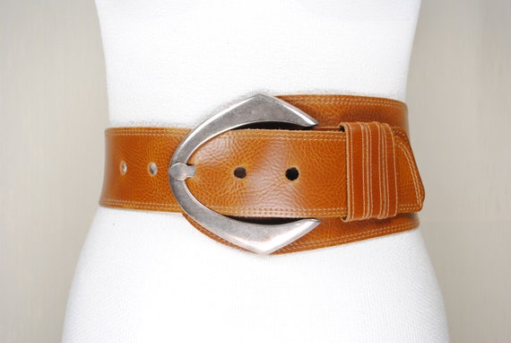 Extrawide Tan Brown Belt, ІStatement hip belt, Wi… - image 4