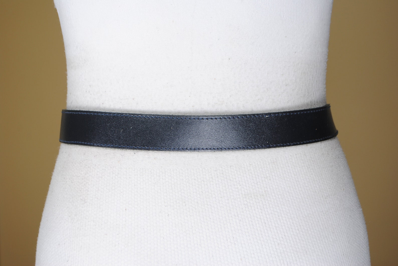 80s 2731 Vintage Navy Blue Leather belt for Women Etsy