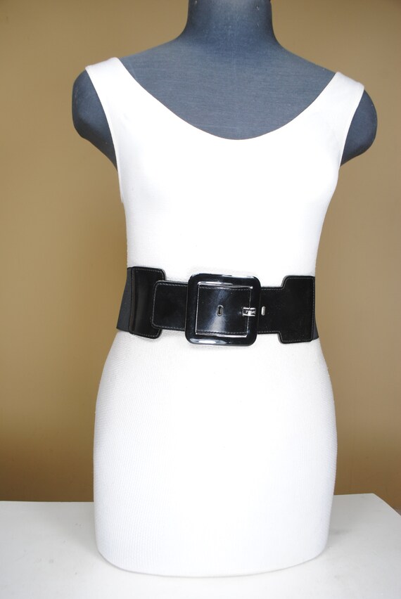 Wide Black Stretch Belt for Women, Elastic Corset… - image 3