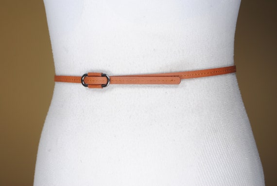 90s Y2K Minimalist belt, Skinny Tan Belt, Vintage… - image 4