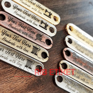 Aangepaste metalen label ronde rand 34x8mm (1.34"x0.275") met optionele klinknagels