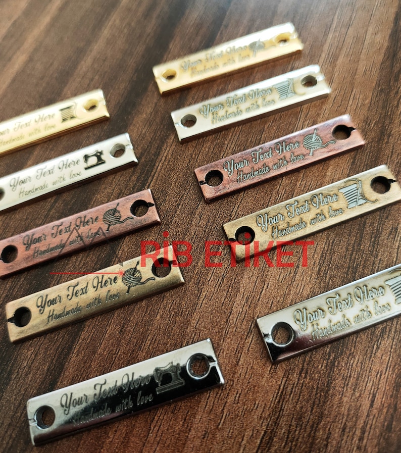 Custom Metal Tag With Optional Rivets Quilting Label Etsy