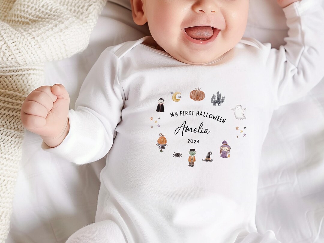 My First Halloween Baby Grow Baby's Personalised Halloween Vest Baby